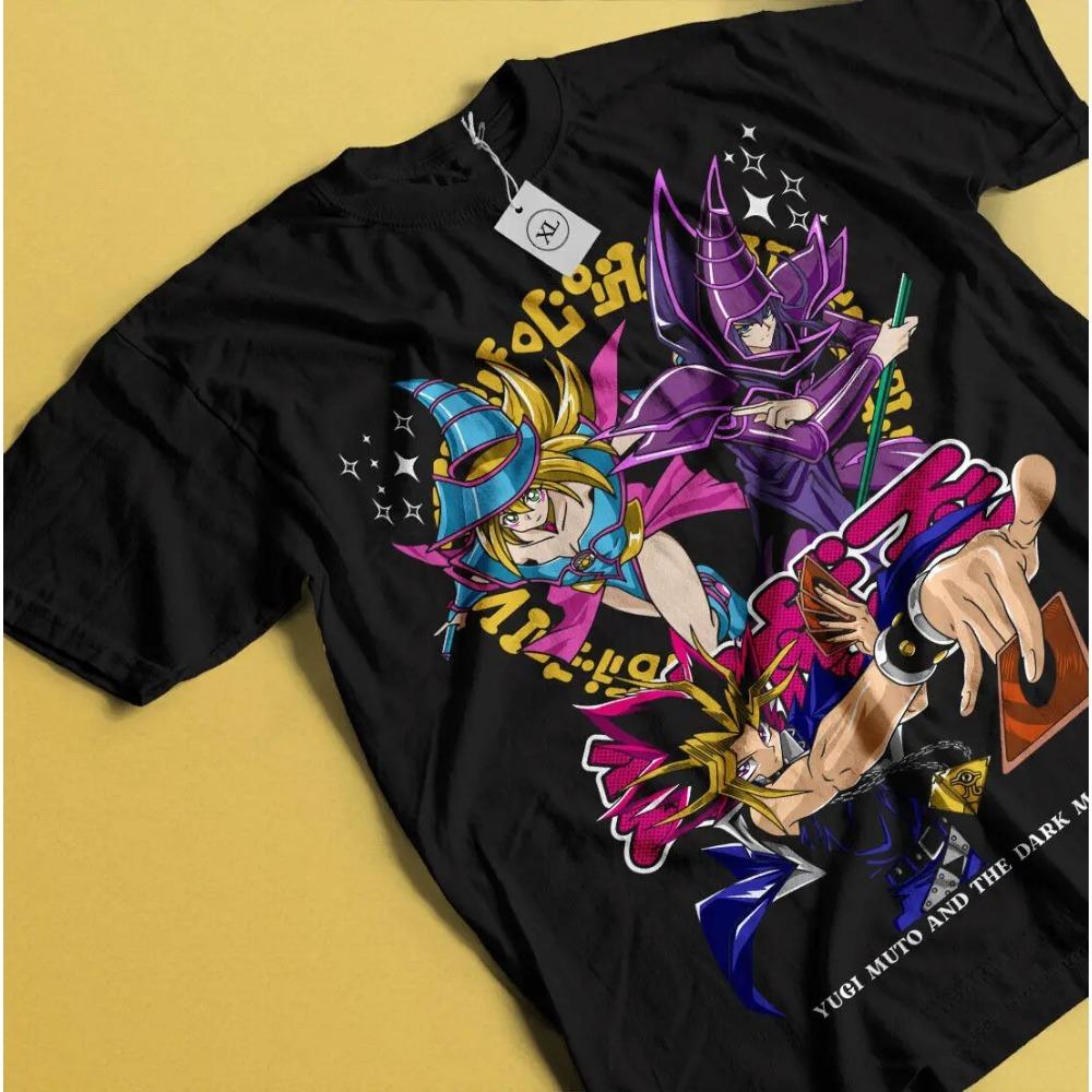 Yu-Gi-Oh! Оверсайз Футболка с Дуэтом Юги Муто и Темного Мага, Аниме Yu-Gi-Oh! Графическая Футболка, Повседневный Топ Унисекс 4XL