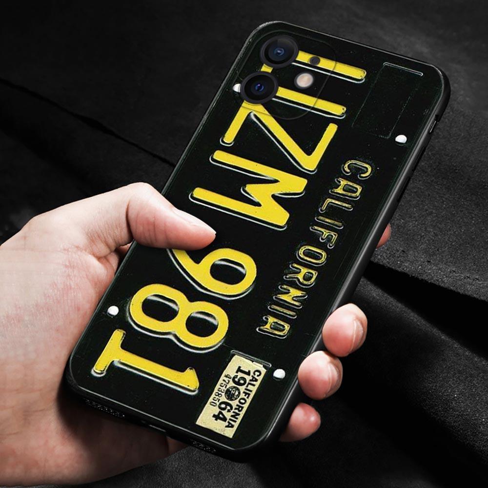 Retro Funny License Plate Number Car Case For Apple iPhone 15 14 13 12 11 Pro Mini XS Max XR X 7 8 Shell Capa
