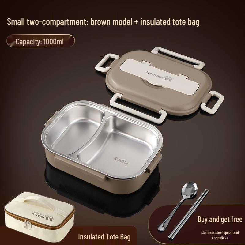 304 Stainless Steel Leak-Proof Insulated Lunch Box for Office and School, Food-Grade Square Bento Box.