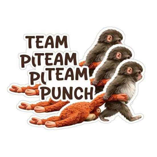 Protect Punch The Monkey Sticker Cute Baby Monkey Holding Plush Toy Decal Warm 3pcs