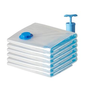 Vacuum Storage Bags for Travel | Space Saver | Airtight Reusable Ziplock with Hand Pump | Compression Storage Bag | 6-Pack (Medium)