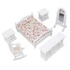 6pcs Set Dollhouse Bedroom Furniture 1:12 Scale Miniature Exquisite DIY Simulation Wooden Doll
