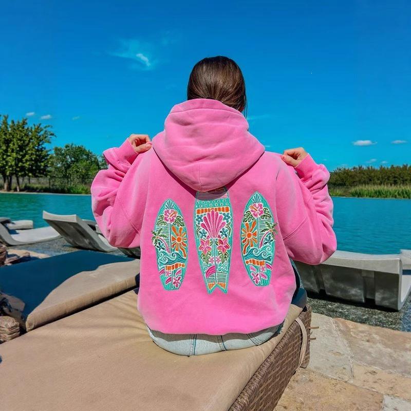 2026 Women's European & American Style Drop Shoulder Hoodie - Long Sleeve Printed Sweatshirt