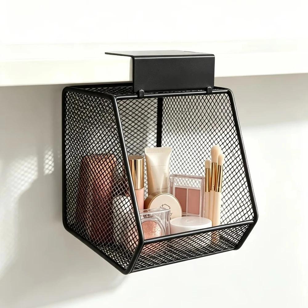 No Drill Under Cabinet Organizer Metal Mesh Bathroom Cabinet Organizer  For Bathroom Organizer