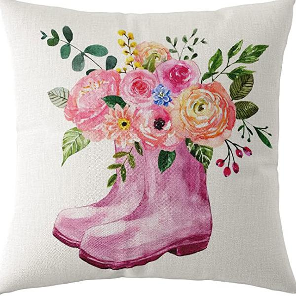 Flowers Daisy Tulip Printed Linen Pillow Case Home Living Room Sofa Bedroom Pillow Case