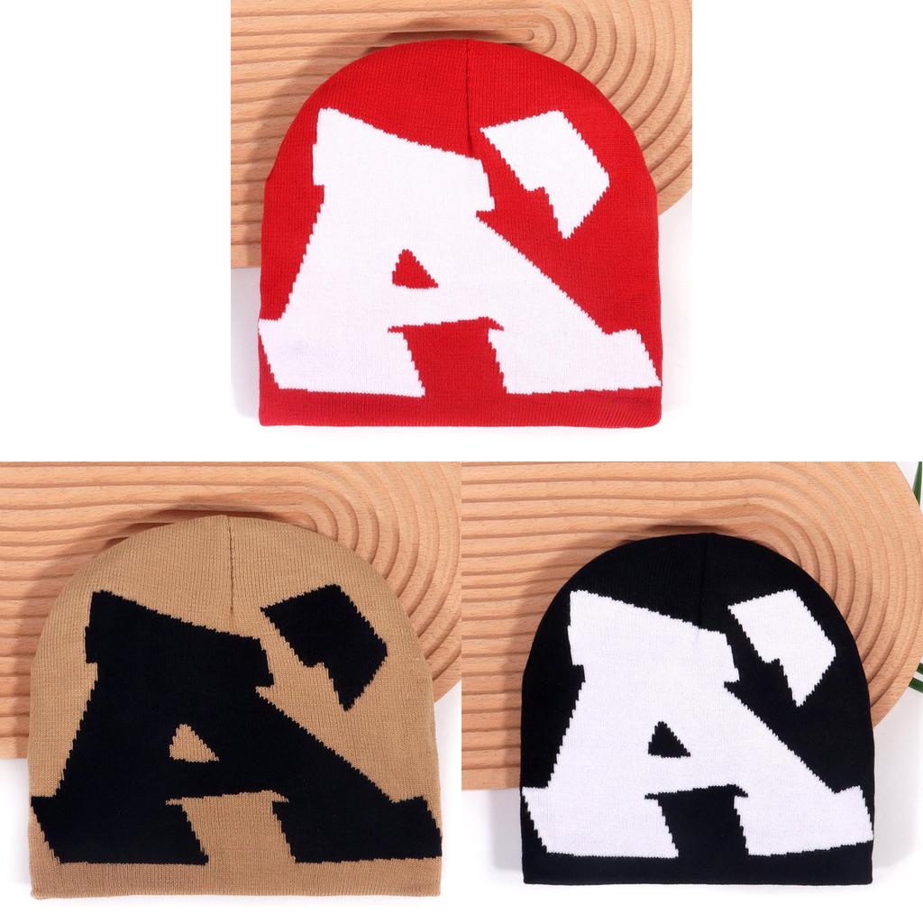 Acrylic Letter Beanie Hat For Women And Men Winter Warmth Street Style