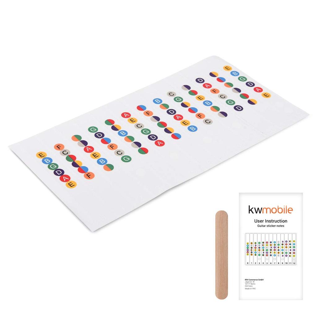 Kwmobile Guitar Fingerboard Arrangement Sticker Fret Sticker Color Coded For Beginners Kids Practice Dual Use Transparent - - Acoustic/Electric -