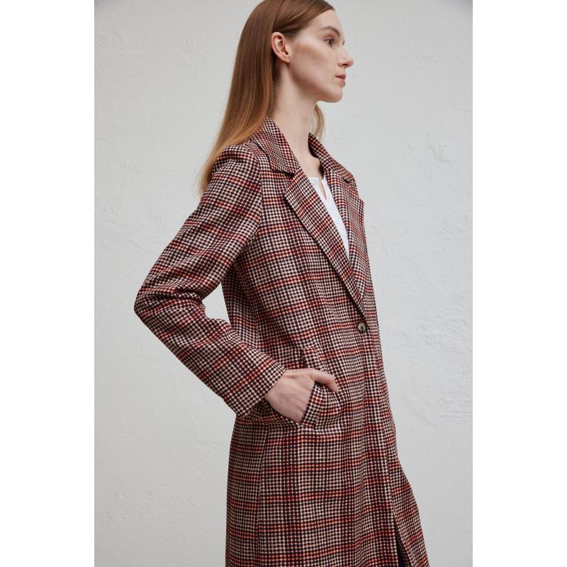 Manteau Épais Rétro à Carreaux Automne 2024 pour Femmes