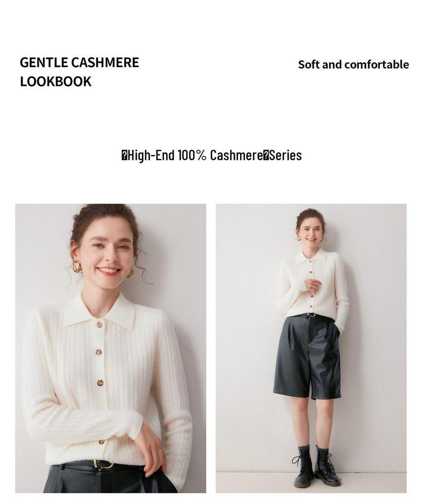 Women's Cashmere Cable Knit Cardigan, Long Sleeve, Single-Breasted Sweater Coat for Autumn/Winter