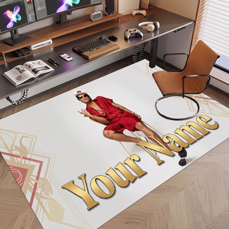 Custom Name Crystal Velvet Rug,Bruno Mars Comfortable Anti Slip Floor Mat For Room Decoration