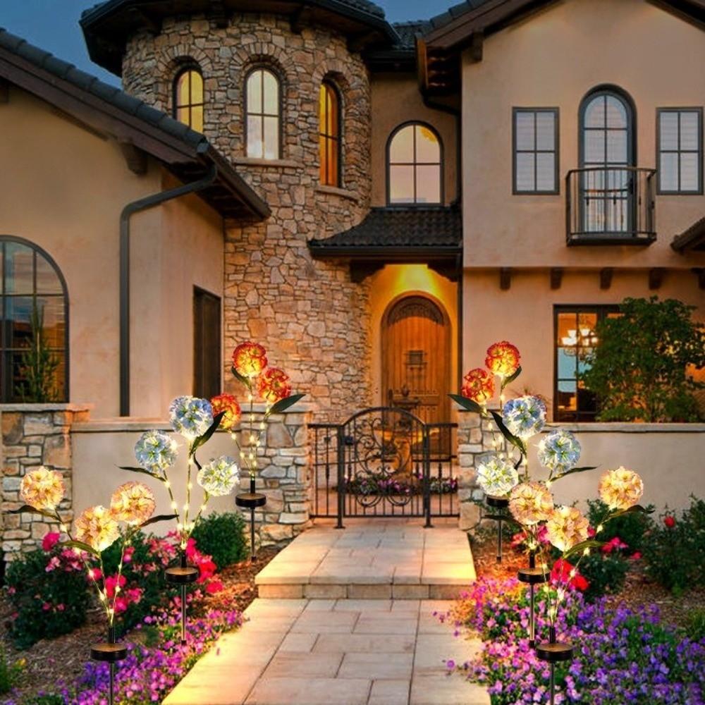 with 3 Head Simulation Flower Lamp Waterproof Landscape Light Solar Flower Light Courtyard