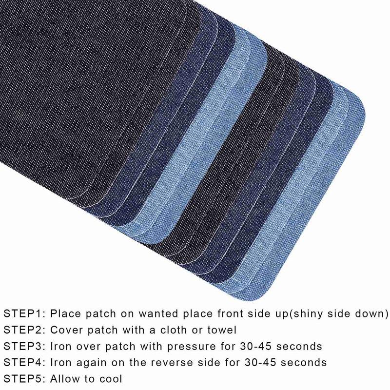 Good-Iron On Denim Patches For Clothing Jeans 24 Pcs, 3 Colors (4.9 Inch X 3.7 Inch)