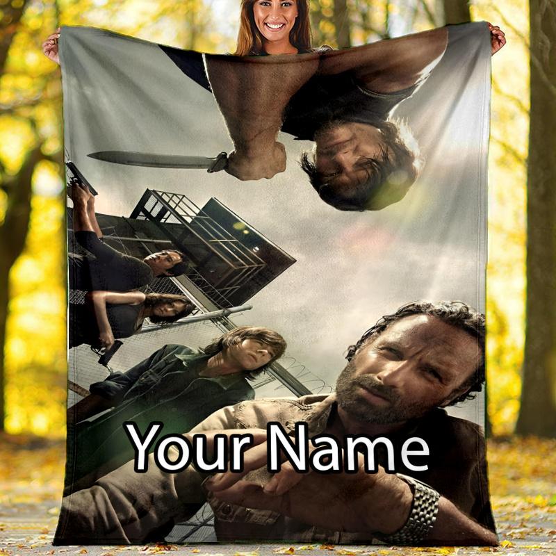 Custom Name The Walking Dead Theme Printed Blanket - Perfect for Couch, Bed, Travel & Outdoor Use | Machine Washable, Cozy & Durable.