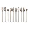 10pcs Rotary File Grinding Head Set Engraving Milling Cutter Head Tungsten Steel Double-Cut Grinding Heads Rotary Tools