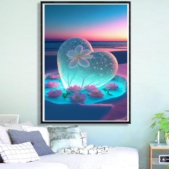 1 Set Rhinestone Painting Kit Exquisite Heart Flower Pattern Rhinestone Art Project Home Decoration