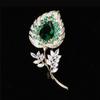 Blucome Luxury Flower Brooch Plant Copper Pins Women's Brooch for Coat Suit Bag Hijab Pins New Year Gift
