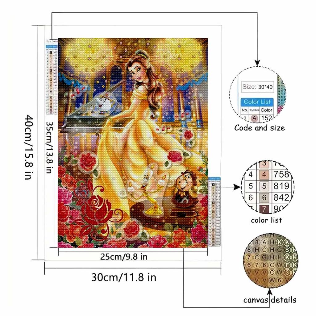Full Round Diamond Painting Beautiful Princess Art Rhinestone Picture Mosaic DIY 5D Cross Stitch Embroidery Home Decoration