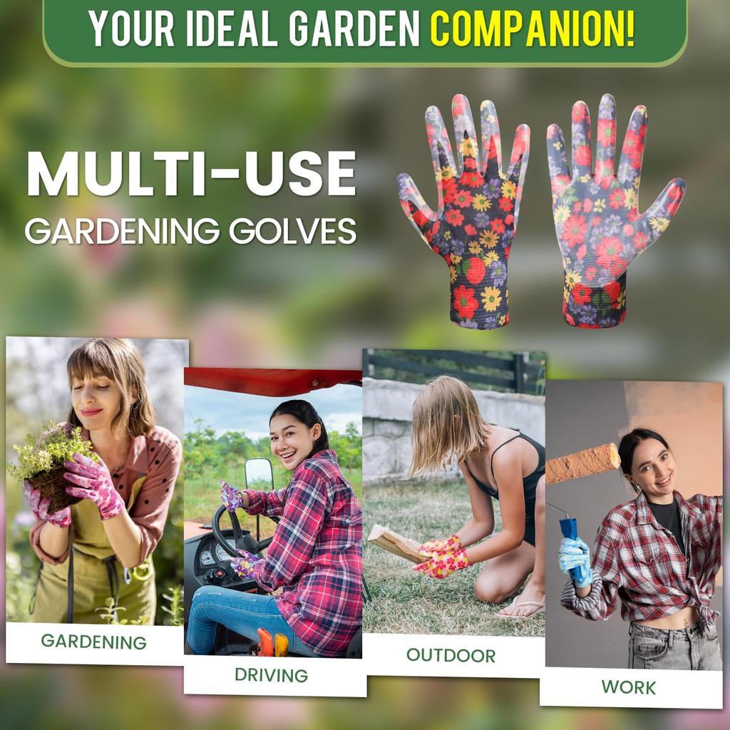 Zahradnické rukavice na sázení a úklid dvora s dlaňovou vrstvou, květinové zahradní rukavice, protiskluzové pracovní rukavice, protiskluzové rukavice pro domácnost a ochranu při práci