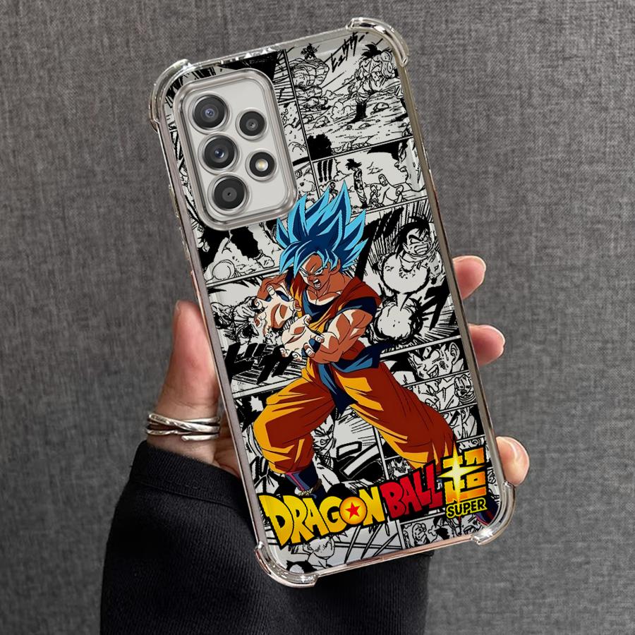 Průhledný kryt pro Samsung Galaxy A16 A35 A36 A52 A17 A24 A33 A15 A13 A21s A26 A25 Roztomilý kreslený anime Saiyan Goku