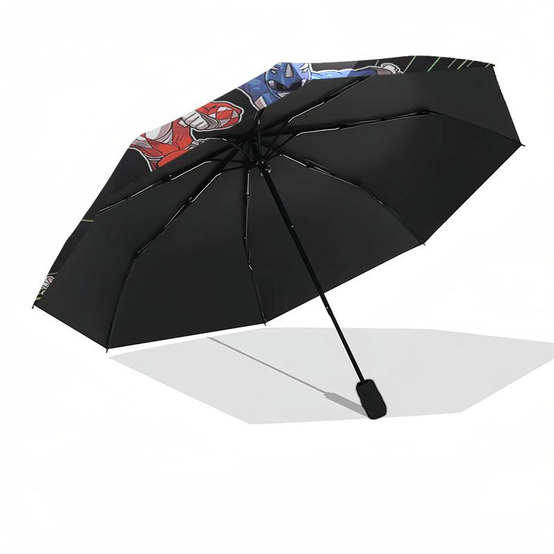 1pc Power Rangers Umbrella, Automatic Opening, Portable 3-Fold Design, 8-Rib Iron Frame, Outdoor, Perfect Gift for Fans, Travelers, Daily Use, Festiva