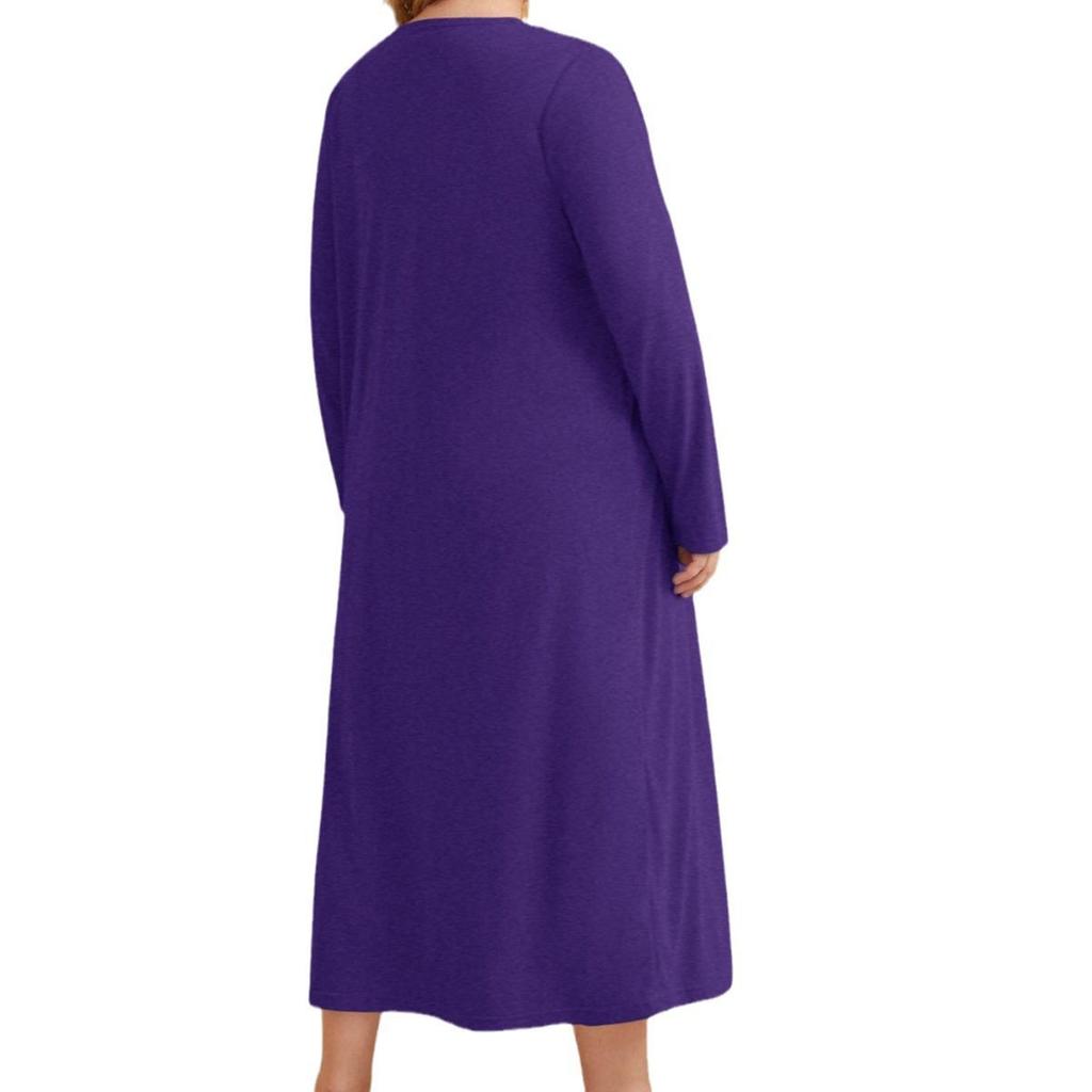 Damen Übergröße 2-teiliges Pyjama-Set: Frühlings-Herbst-Komfort mit Nachthemd, Morgenmantel & Strapsen