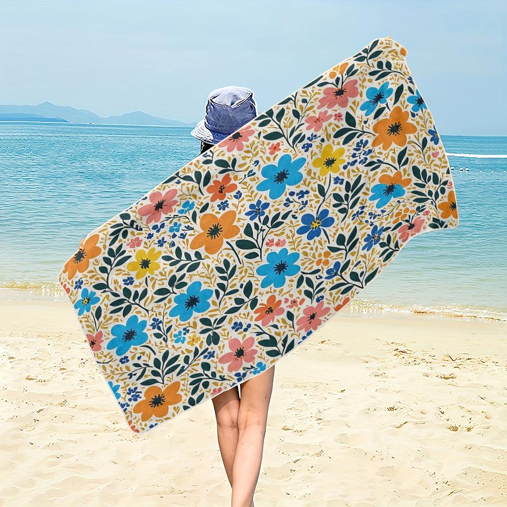 Soft Microfiber Beach Towel Small Floral  Beach Towel,soft and Absorbent,essential for Camping,swimming,and Beach Activities