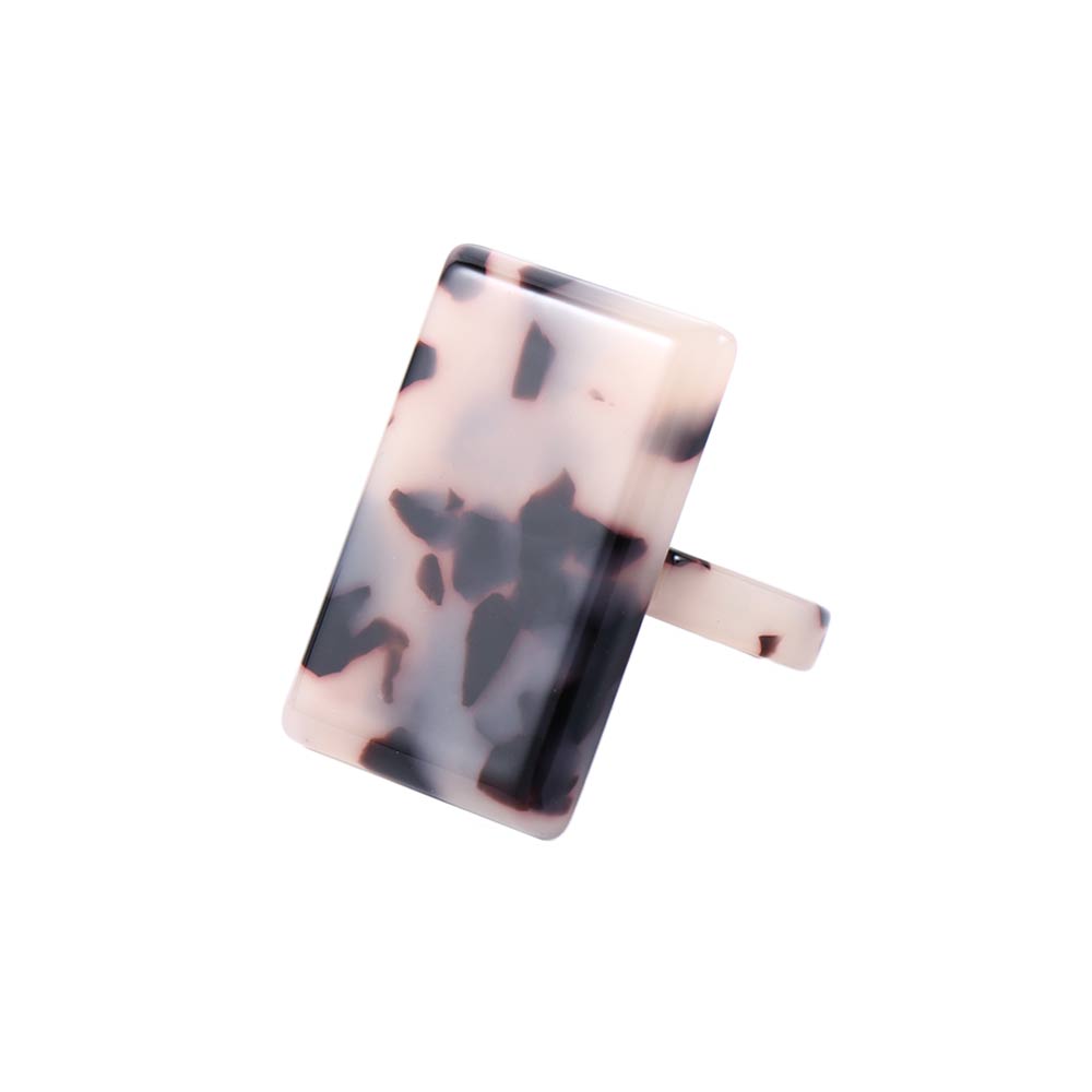 New Korean Rectangle Acrylic Geometric Big Fashion Jewelry Finger Rings Leopard Pattern Resin Rings