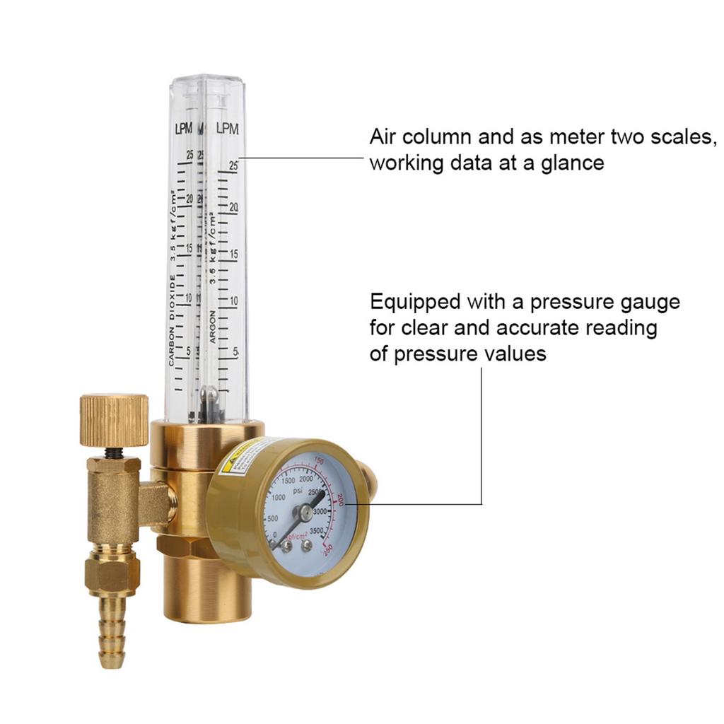 All Brass Argon Pressure Reducer Gas Flowmeter G5 8 Male Thread CGA580 Connector