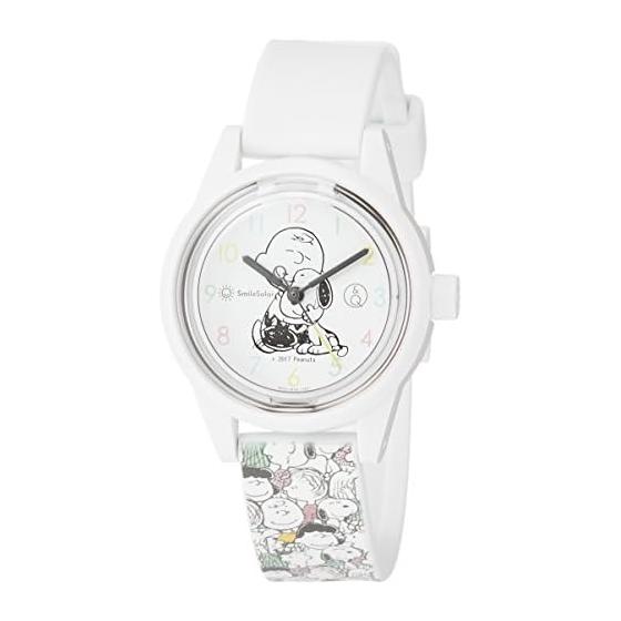Q&Q SmileSolar Watch Solar Analog Snoopy Waterproof Urethane Belt RP01-806 All Pattern White