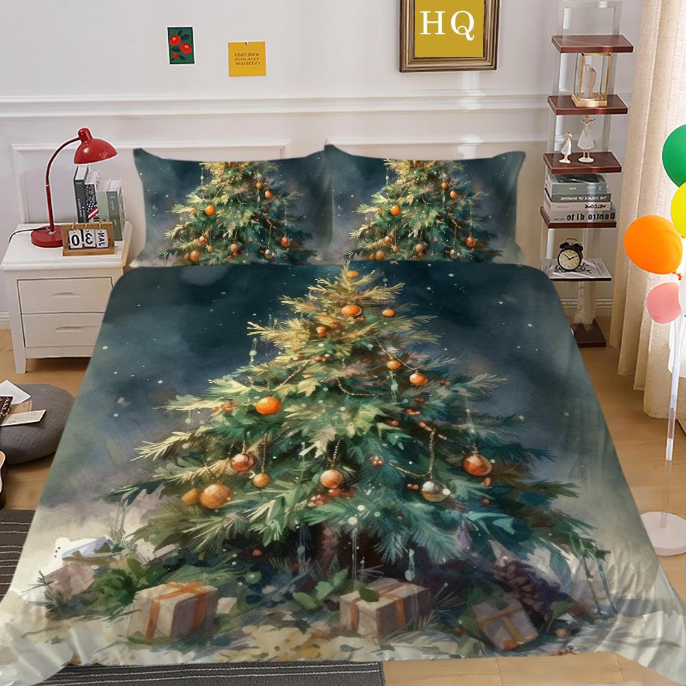 Christmas Printed Duvet Cover Set Microfiber Full Size Home Textiles Lovely Fashion Children Bedroom Decor