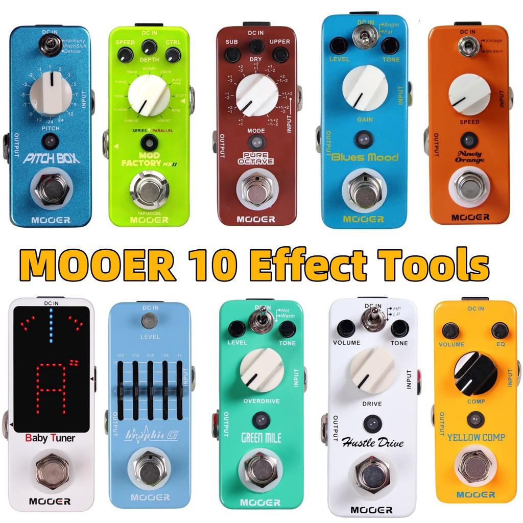 MOOER-Electric Guitar Effects Pedal MTU1,MEQ1,MOD1,MPH1,MPS1,MCS2,MOC1,MBD2,MME2,MDS2 True Bypass for Guitar Bass