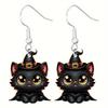 Halloween Themed Earrings Featuring Each Cat Demon Pumpkin And Skull Pattern For Festive Look