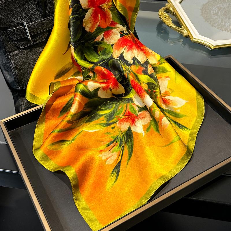 Square Hijab Headband 100% Real Silk Scarf Scarves Wraps Shawl Women Ladies Foulard Natural Pashmina Fashion New Bandana