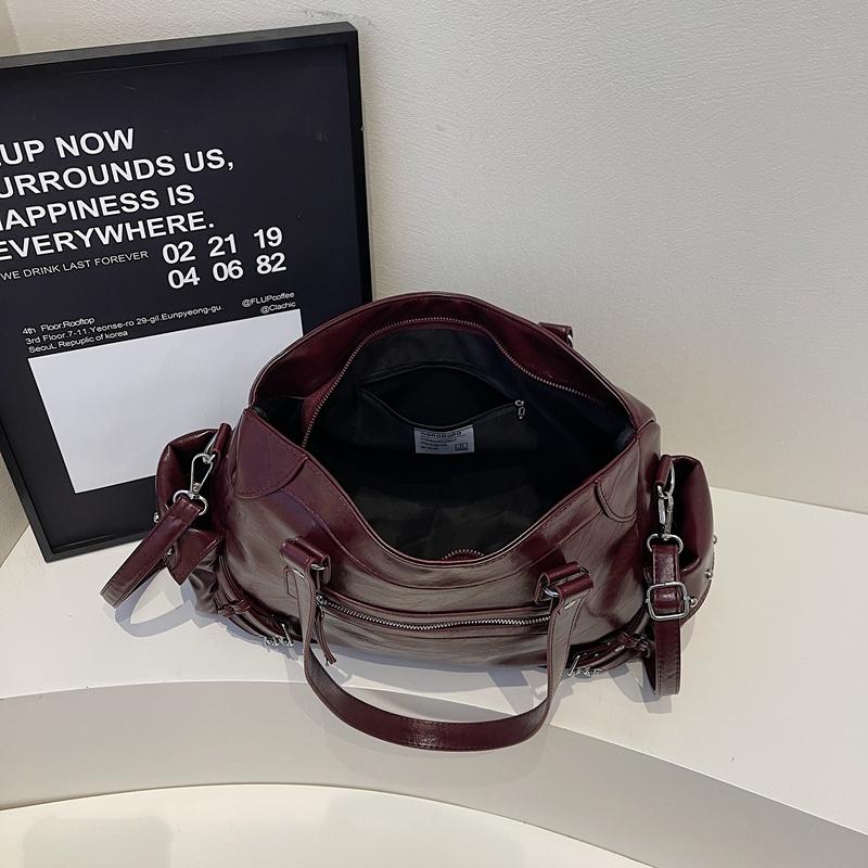 Elegante Kunstleder-Tragetasche Damen Mode Umhängetasche mit Reißverschlusstasche vorne