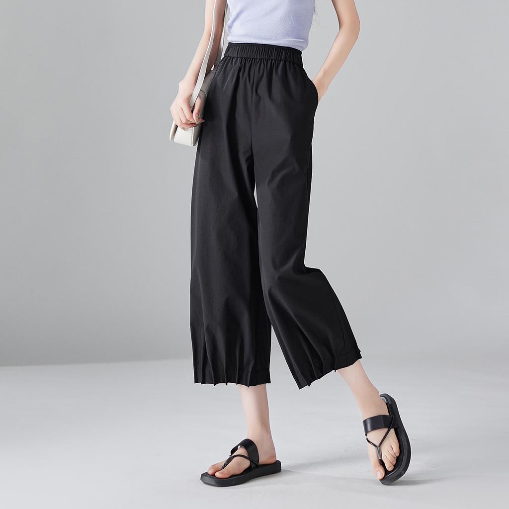 Folding Design, Casual Pants Legs, Women's 2025 Summer Thin, Loose, Versatile, Niche Flower Bud Pants