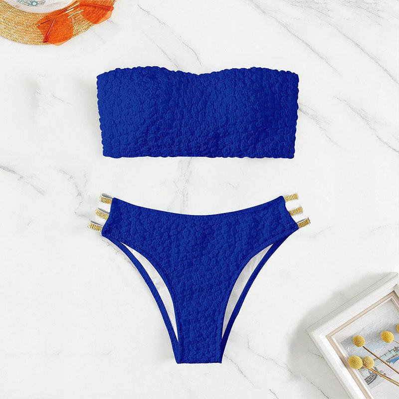 2025 Women's Strapless Cutout High Waist Thong Bikini Set - Brazilian Beachwear Swimsuit