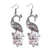 Peacock Enamel Charm Dangle Earrings Colorful Boho Bird Drop Earrings Ethnic Vintage Peacock Jewelry
