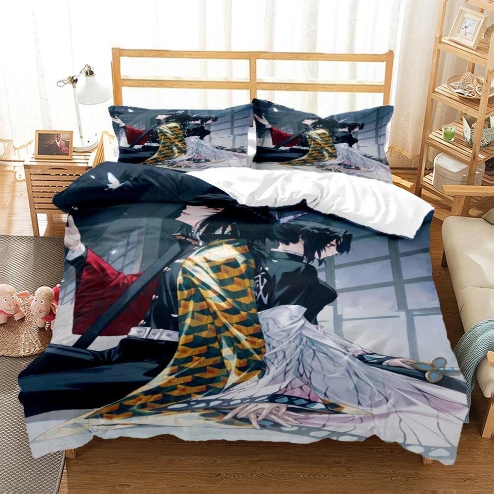 Demon Slayer Cover Digital Print Polyester Bedding Sets Child Kids Covers Boys Bed Linen Set For Teens King Size Bedding Set