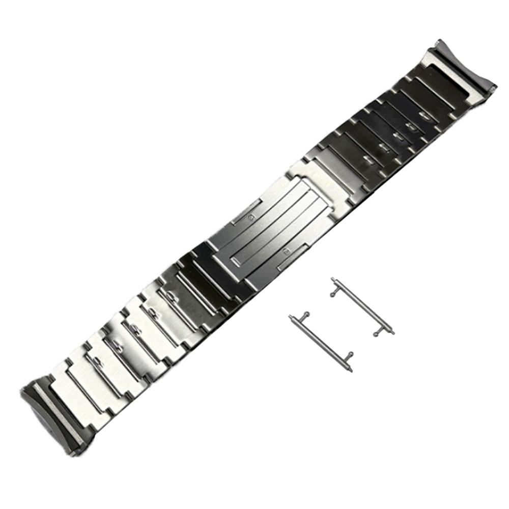 For Huawei Watch 5 46mm Titanium Alloy Watch Band Detachable Curved One-bead Clasp Strap