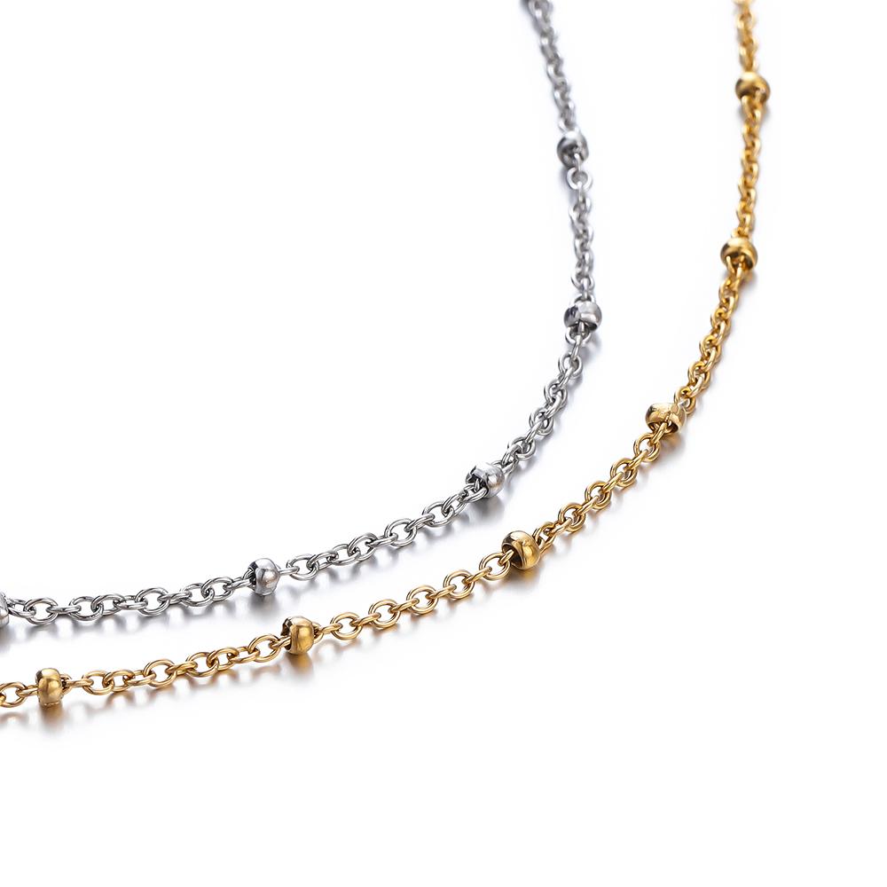 No Fade 2Meters Stainless Steel Chain Cross Chain with Beads for DIY Necklace Bracelet Anklet Jewelry Making Accessories