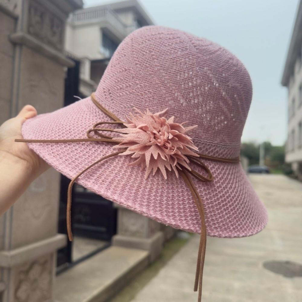 

new Sunscreen Sun Caps Big Flower Casual Straw Hat Beach Hats Summer рожевий