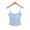 Seamless Padded Camisole with Elastic Straps, Sweat-Absorbent Cotton-Feel Lingerie Top, Versatile Multi-color Options