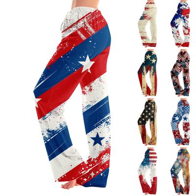 Women's Fashion Loose Independence Day Casual Stitching Printed Casual Pants