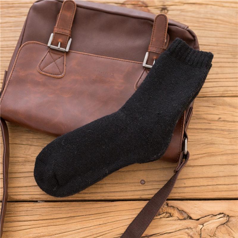 Unisex Silné Vlněné Ponožky Střední Délky - Velká Velikost, Hřejivé Froté, Jednobarevné