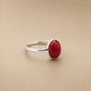 Red Coral Oval Bezel Ring, 925 Sterling Silver Statement Ring, Handmade Boho Gemstone Jewelry
