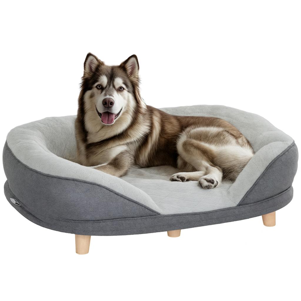 Dog Bed for Dogs Up to 25 kg, Removable Cover, Non-Slip Feet, 90 x 78 x 25 cm, Gray