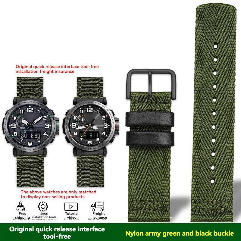 For Casio PROTREK Series PRG-601 PRG-600 PRG-650 PRW-6600Y GA2200 Breathable Nylon Canvas Strap 24mm Quick Release Wristband