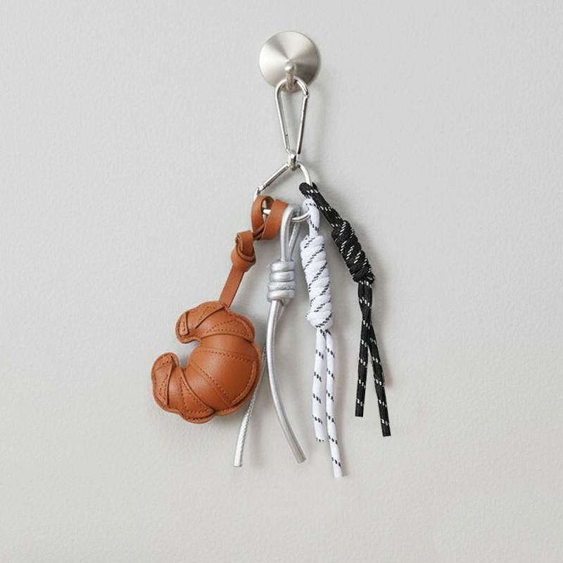 Yogodlns Diy Braided Rope Faux Leather Croissant Bag Pendant Trinket Multi-Functional Backpack Pendant