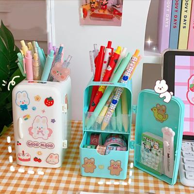 Portapenne per frigorifero creativo per cartoni animati Studente Simpatico astuccio per desktop di grande capacità