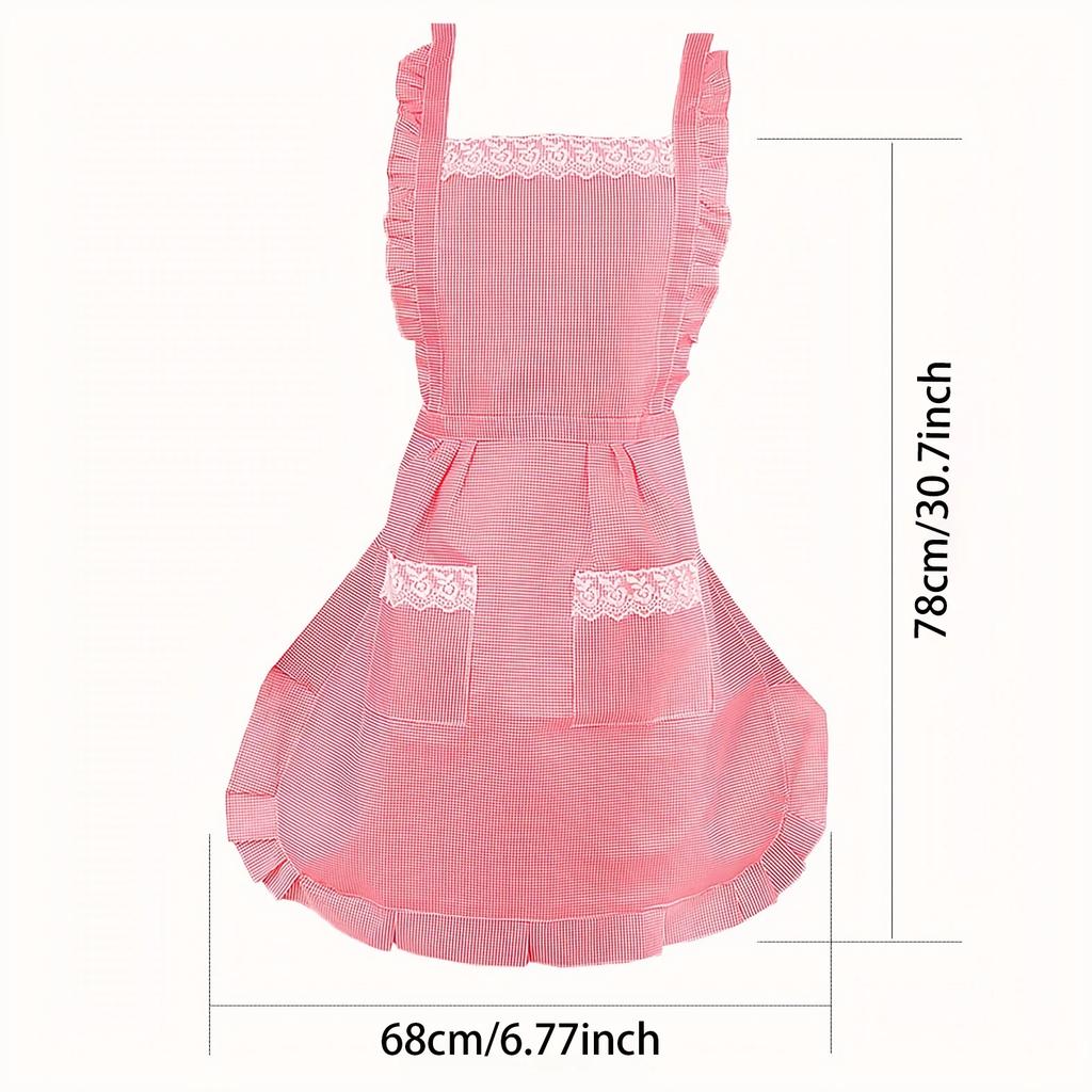 1pc Apron, Korean Fashion Double Layer Waterproof And Oil-proof Apron, Kitchen Cooking Waist, Cute Princess Cover Up Home